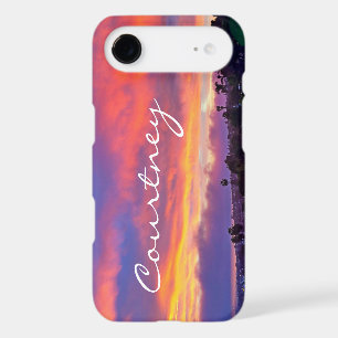 Pink yellow blue sunset clouds add your name bold