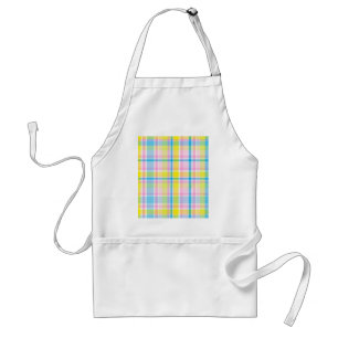 Pink yellow blue tartan pattern accessories trendy standard apron