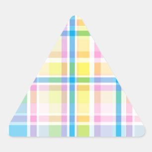 Pink yellow blue tartan pattern accessories trendy triangle sticker
