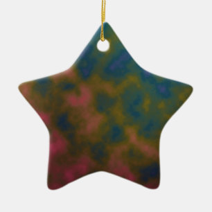 pink yellow blue tie dye art ceramic tree decoration