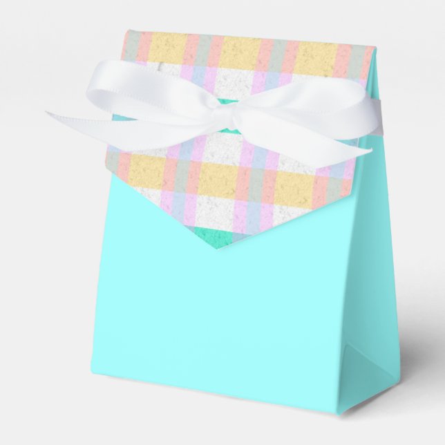 Pink Yellow Blue Turquoise Plaid Pattern Favour Box (Front Side)