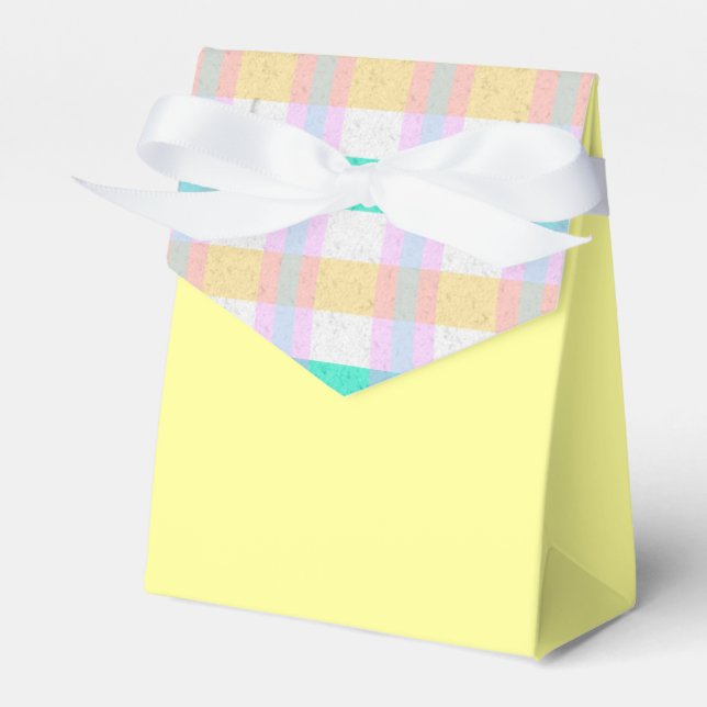 Pink Yellow Blue Turquoise Purple Plaid Pattern Favour Box (Front Side)