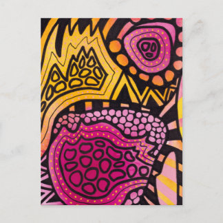 Pink Yellow Boho Abstract Postcard