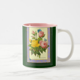 Pink Yellow Botanical Roses Coffee Mug
