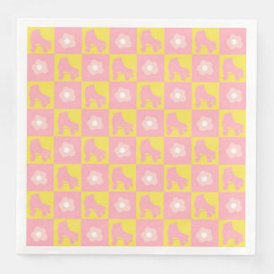 Pink Yellow Chequered Roller Derby Skate Napkin