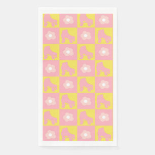 Pink Yellow Chequered Roller Derby Skate Napkin