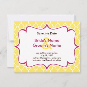 Pink & Yellow Curvy Save the Date Invitations