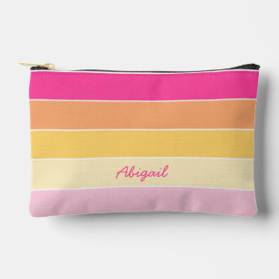 pink yellow Custom Summer Colour Block Stripes Accessory Pouch