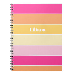 Pink Yellow Custom Summer Colour Block Stripes Notebook