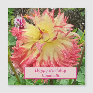 Pink & Yellow Dahlia Magnetic Card