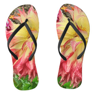 Pink & Yellow Dahlia Thongs