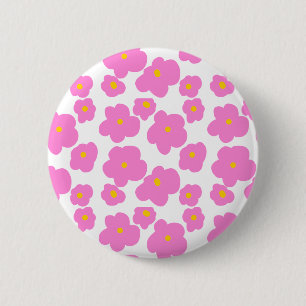 Pink yellow daisy flower modern elegant pattern 6 cm round badge