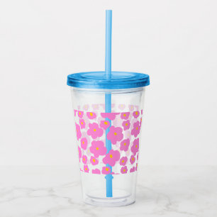 Pink yellow daisy flower modern elegant pattern acrylic tumbler