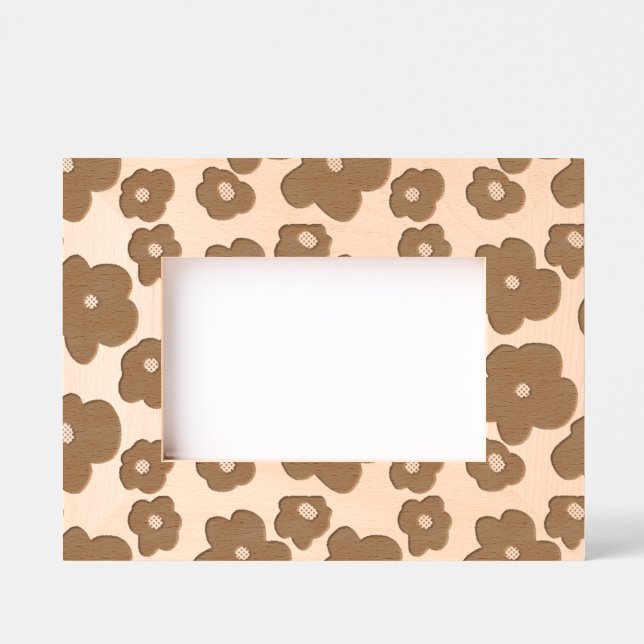 Pink yellow daisy flower modern elegant pattern  etched frames (Front)