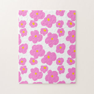 Pink yellow daisy flower modern elegant pattern jigsaw puzzle