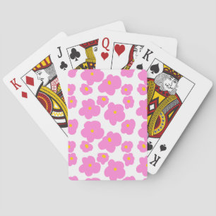 Pink yellow daisy flower modern elegant pattern playing cards
