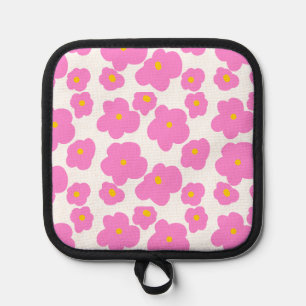 Pink yellow daisy flower modern elegant pattern pot holder