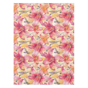 Pink Yellow Daylilies Tablecloth
