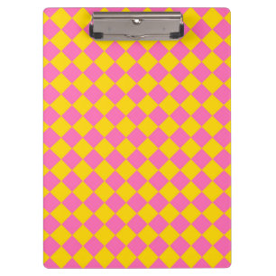 Pink Yellow Diamond Harlequin Chequered Pattern Clipboard