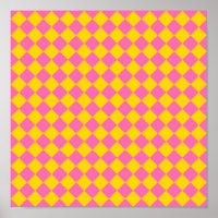 Pink Yellow Diamond Harlequin Chequered Pattern