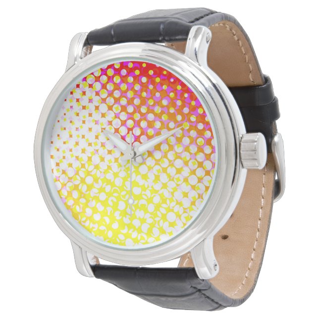 Pink Yellow Dot Pattern Design Watch (Angled)