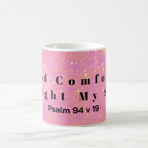 Pink Yellow Enouraging Bible Scripture Verse Coffee Mug