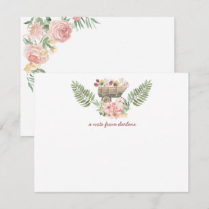 Pink & Yellow Floral Bouquet Vintage Cart  Card