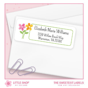 Pink Yellow Floral Customisable Return Address Label