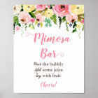 Pink & Yellow Floral Mimosa Bar Sign