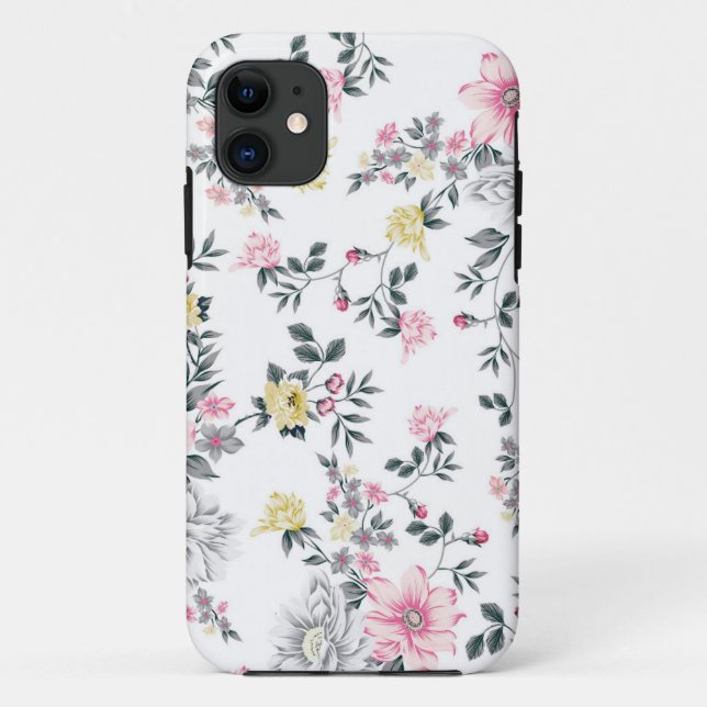 Pink Yellow Floral Pattern Case-Mate iPhone Case (Back)