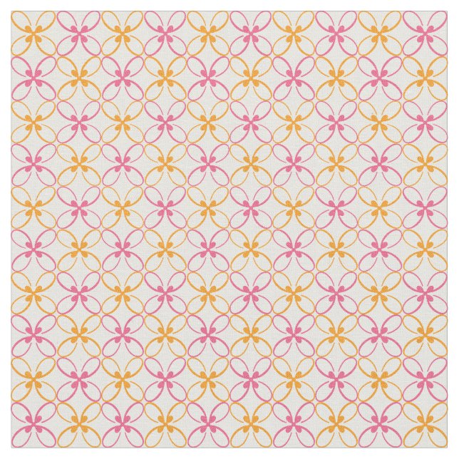 Pink Yellow Floral Pattern Fabric (Close Up)