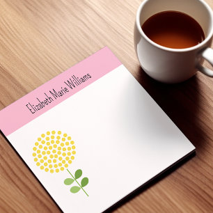 Pink Yellow Floral Personalised Post-it Notes