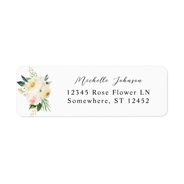 Pink & Yellow Floral Return Address Label (Front)