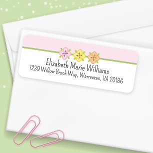 Pink Yellow Floral Return Address Label
