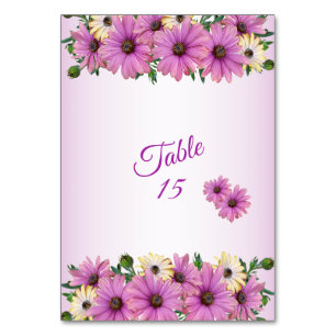 Pink Yellow Floral Rustic Elegant Wedding Party Table Number