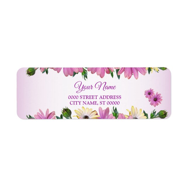 Pink Yellow Floral Rustic Wedding Return Address Label (Front)