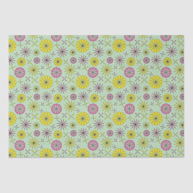 Pink & Yellow Floral Tissue Paper (Front)