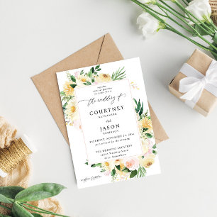 Pink & Yellow Floral Wedding 2 Invitation