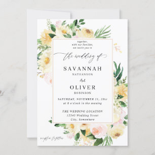 Pink & Yellow Floral Wedding 2 Invitation