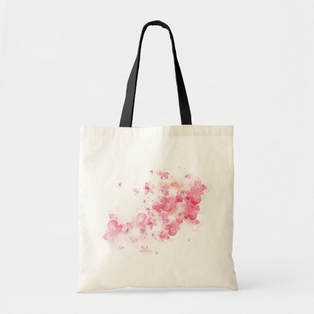 Pink Yellow Flower Floral Patterns Abstract Art Tote Bag (Front)