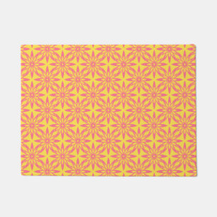 Pink Yellow Flower Seamless Pattern Doormat