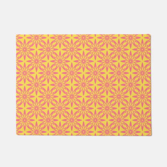 Pink Yellow Flower Seamless Pattern Doormat (Front)
