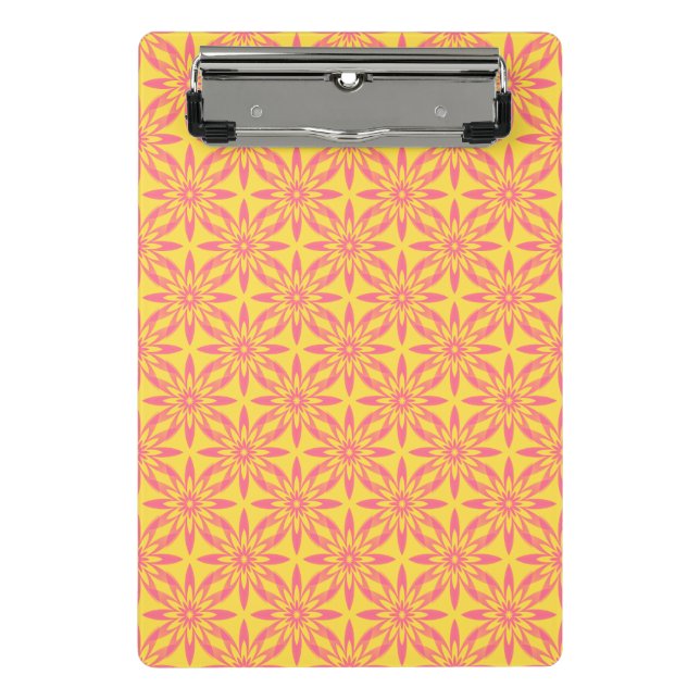 Pink Yellow Flower Seamless Pattern Mini Clipboard (Front)