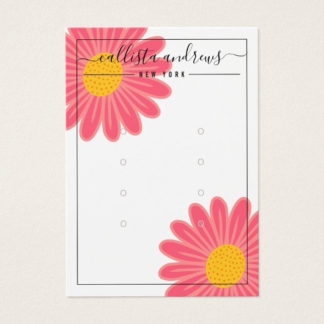 Pink Yellow Flowers Multiple Earring Display Card (Front)