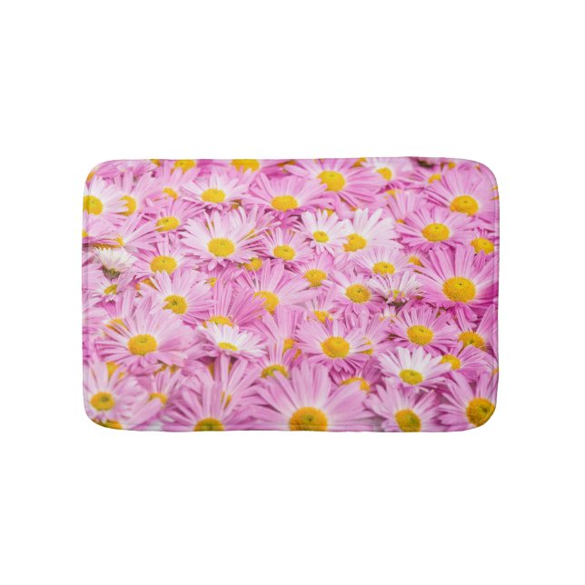 Pink Yellow Flowers Seamless Background Bath Mat (Front)