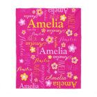 Pink yellow girls name Amelia flower blanket
