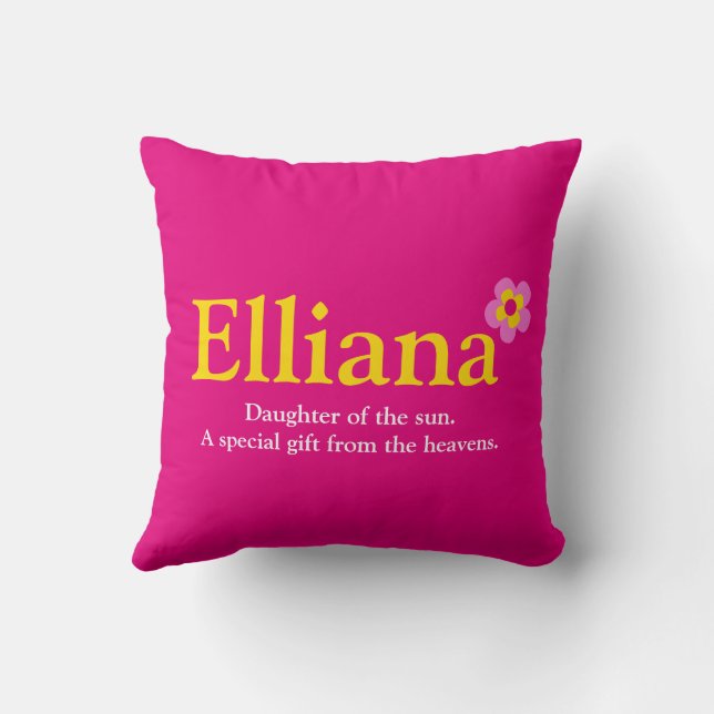 Pink yellow girls name Elliana name meaning Cushion (Back)