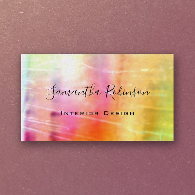 Pink Yellow Gold Elegant Interior Designer Business Card (Creator Uploaded)