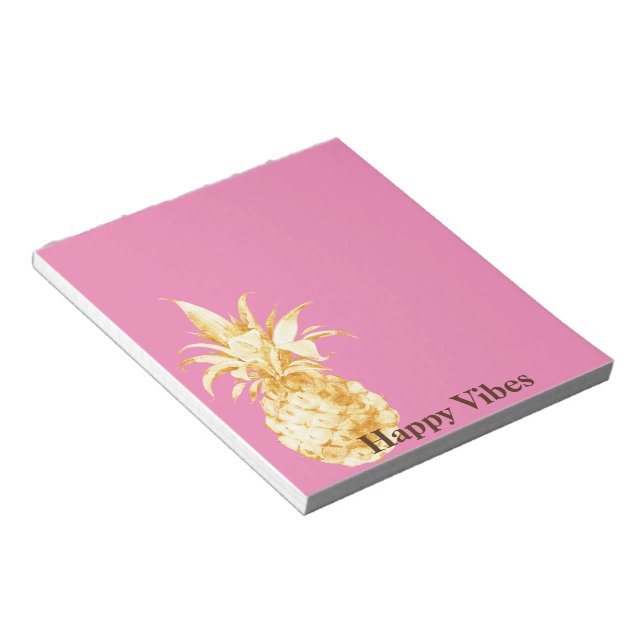 Pink Yellow Gold Pineapple Confetti Notepad (Angled)