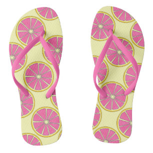 Pink Yellow Grapefruit Citrus Fruit Print Foodie Thongs